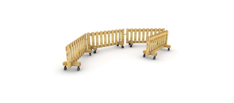 Technical render of a Interactive Fence Panel on Wheels Package